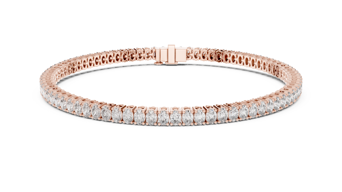 Designer Oval Diamond Tennis Bracelet in White Gold | Full Eternity Style | Luxury Gift for Her