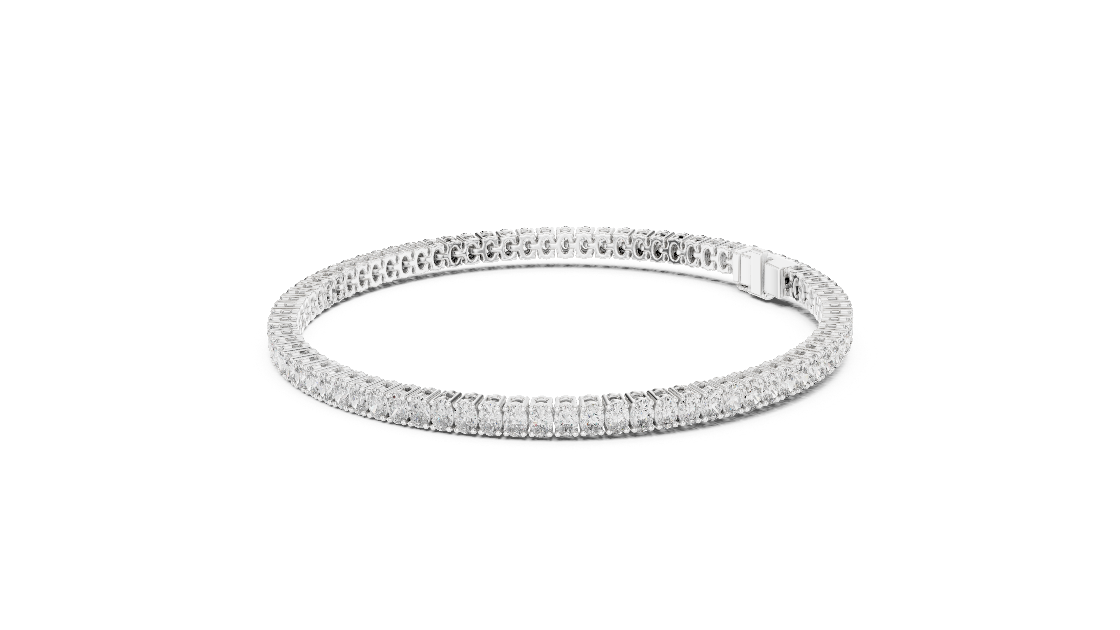 Designer Oval Diamond Tennis Bracelet in White Gold | Full Eternity Style | Luxury Gift for Her