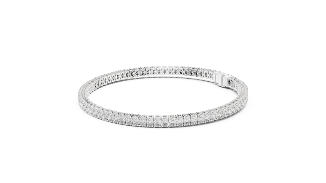 Designer Oval Diamond Tennis Bracelet in White Gold | Full Eternity Style | Luxury Gift for Her
