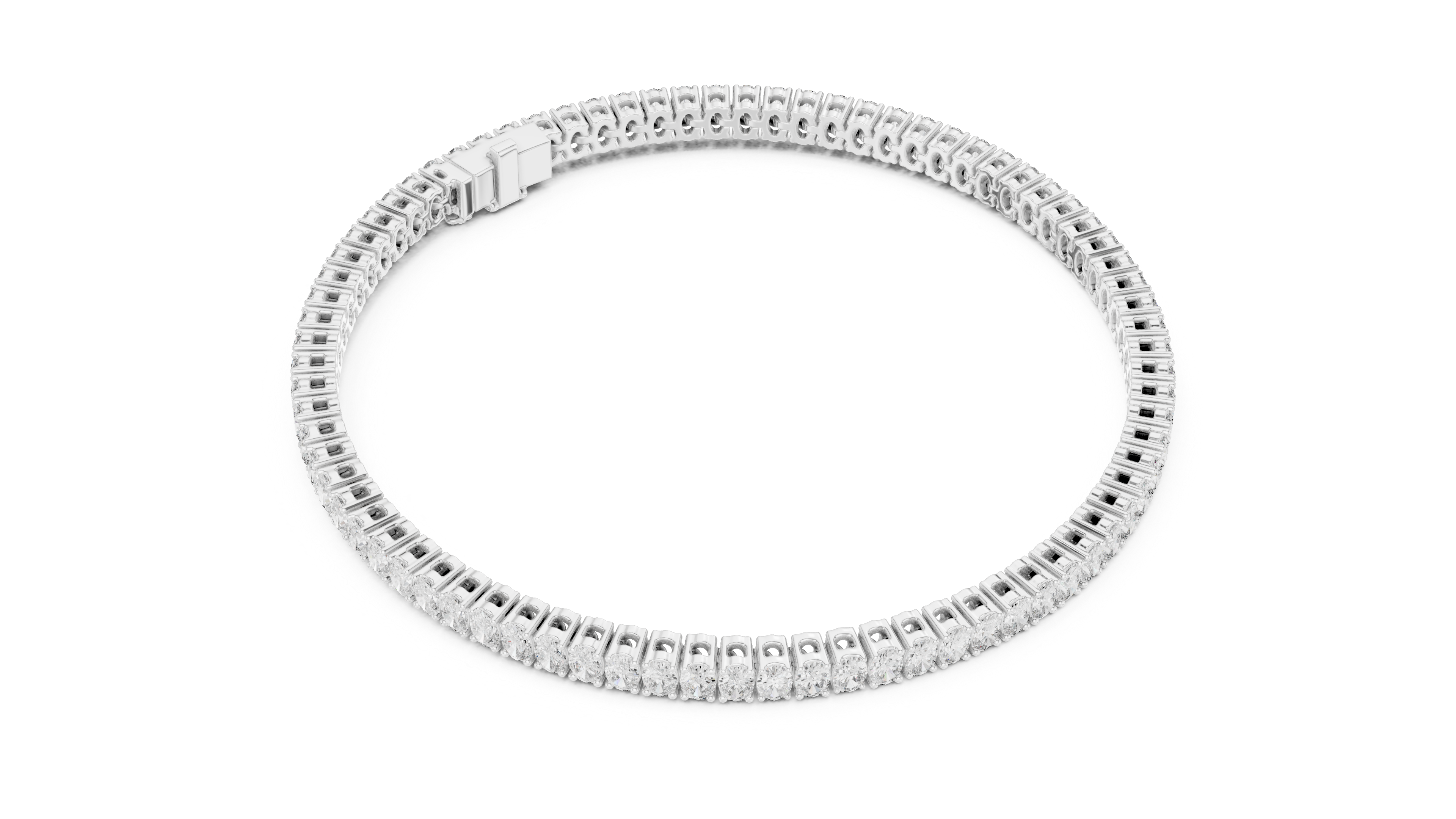 Designer Oval Diamond Tennis Bracelet in White Gold | Full Eternity Style | Luxury Gift for Her