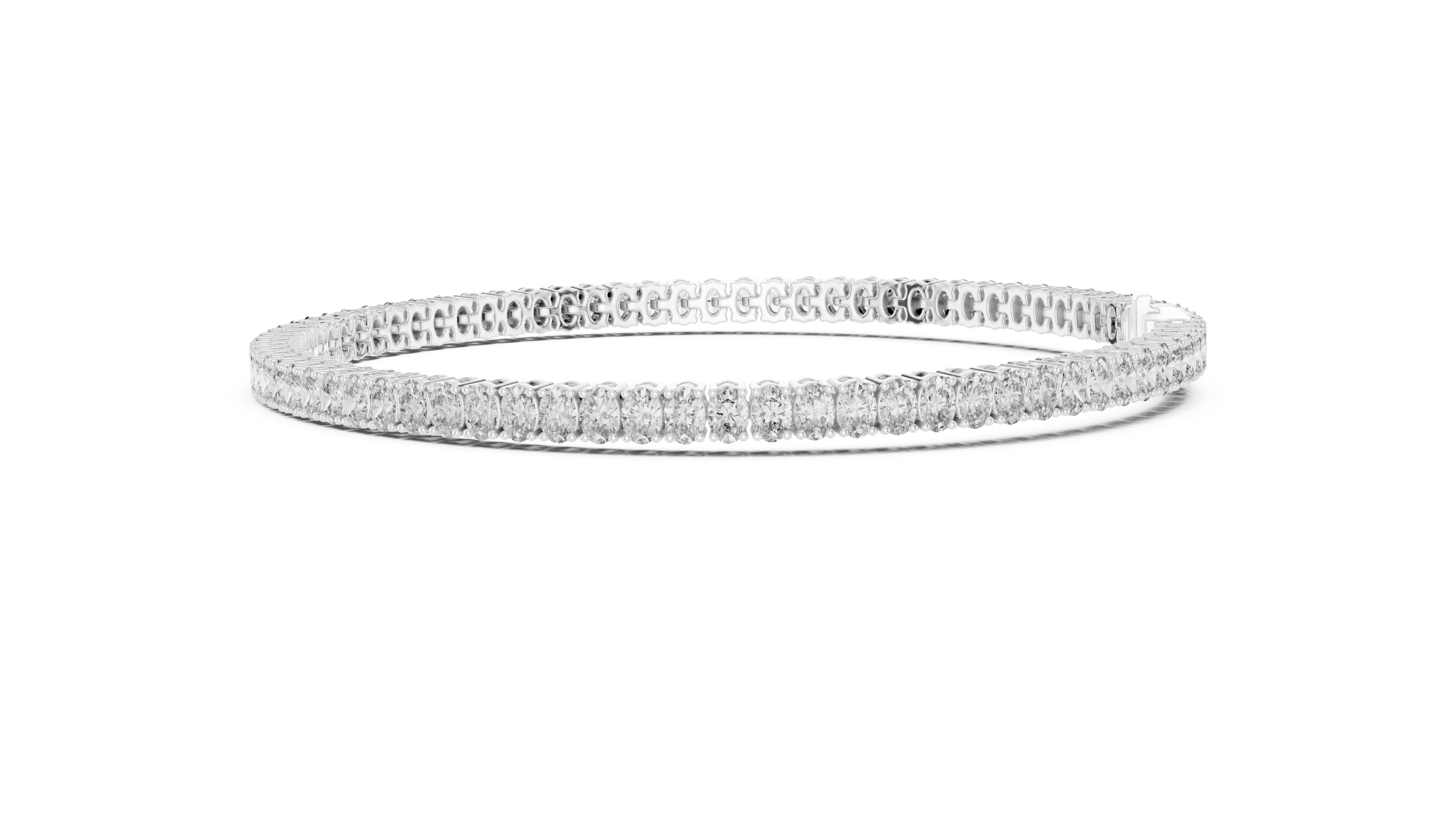 Designer Oval Diamond Tennis Bracelet in White Gold | Full Eternity Style | Luxury Gift for Her