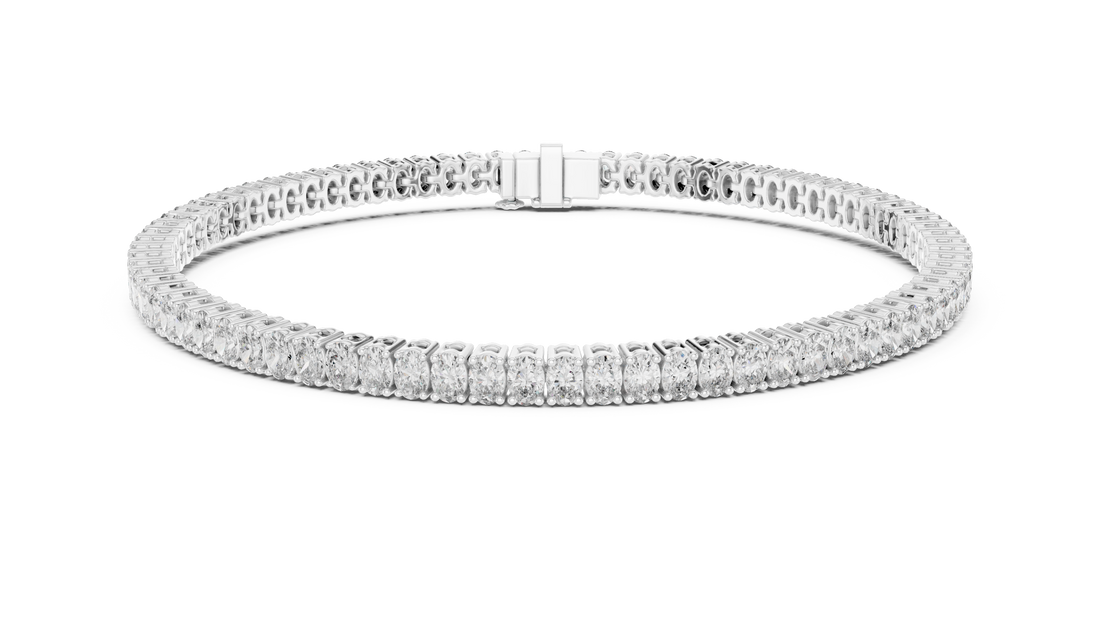 Designer Oval Diamond Tennis Bracelet in White Gold | Full Eternity Style | Luxury Gift for Her