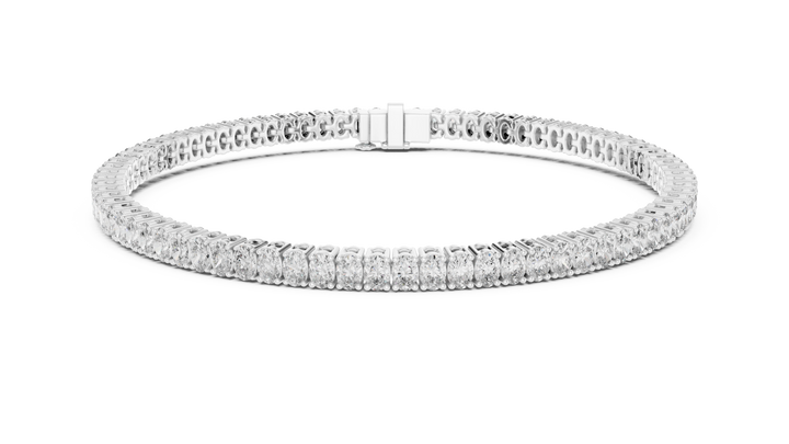 Designer Oval Diamond Tennis Bracelet in White Gold | Full Eternity Style | Luxury Gift for Her