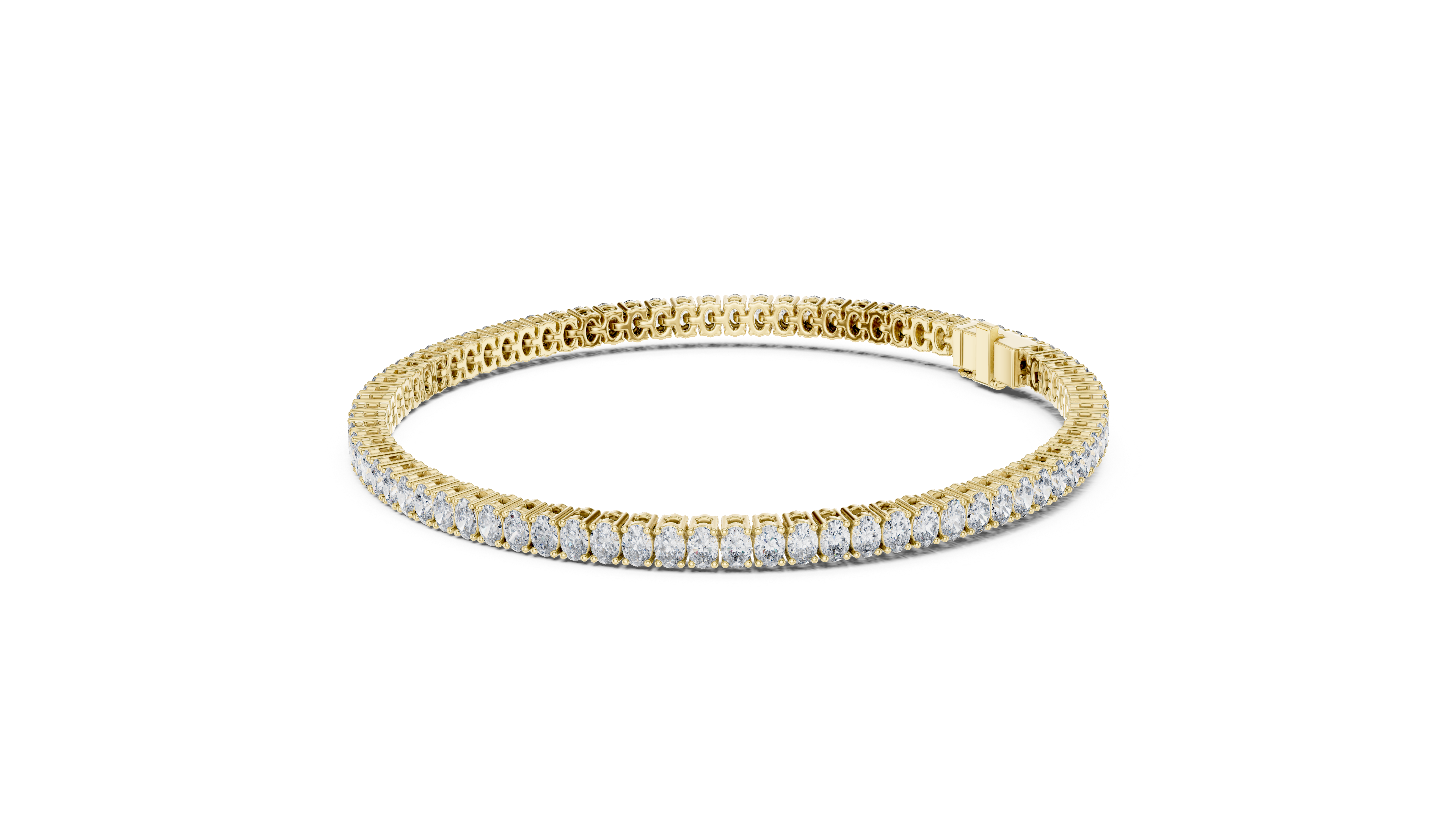 Designer Oval Diamond Tennis Bracelet in White Gold | Full Eternity Style | Luxury Gift for Her