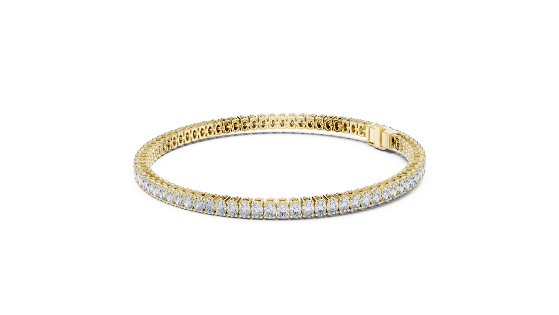 Designer Oval Diamond Tennis Bracelet in White Gold | Full Eternity Style | Luxury Gift for Her