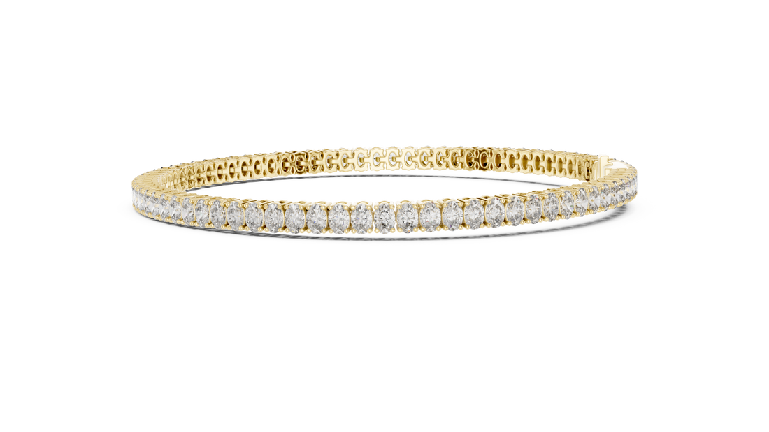 Designer Oval Diamond Tennis Bracelet in White Gold | Full Eternity Style | Luxury Gift for Her