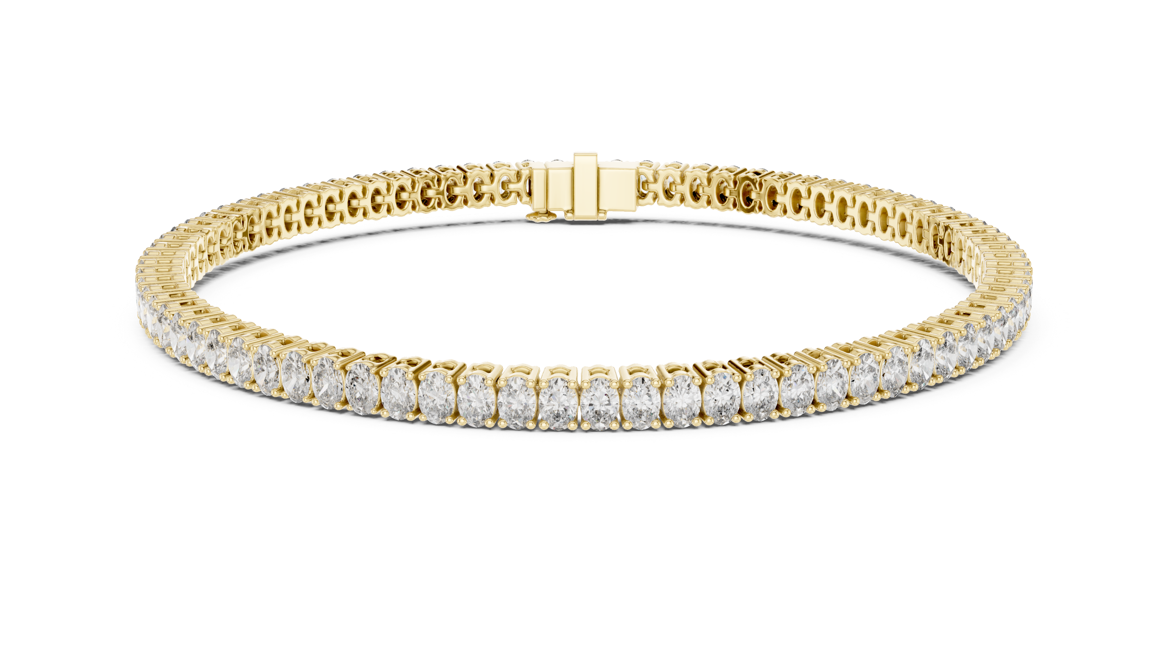 Designer Oval Diamond Tennis Bracelet in White Gold | Full Eternity Style | Luxury Gift for Her