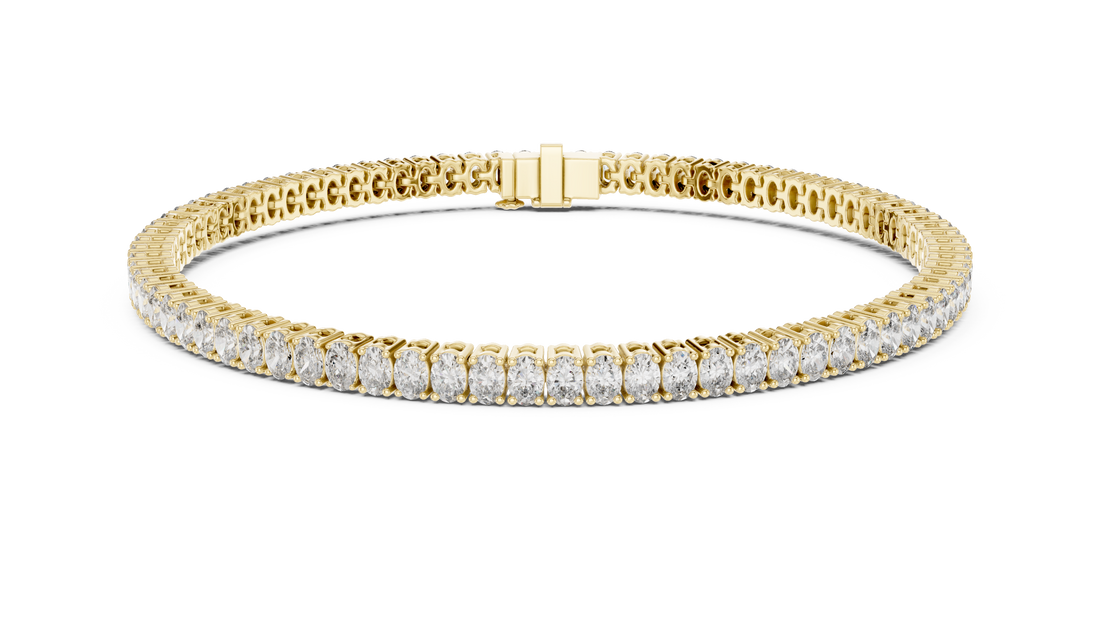 Designer Oval Diamond Tennis Bracelet in White Gold | Full Eternity Style | Luxury Gift for Her