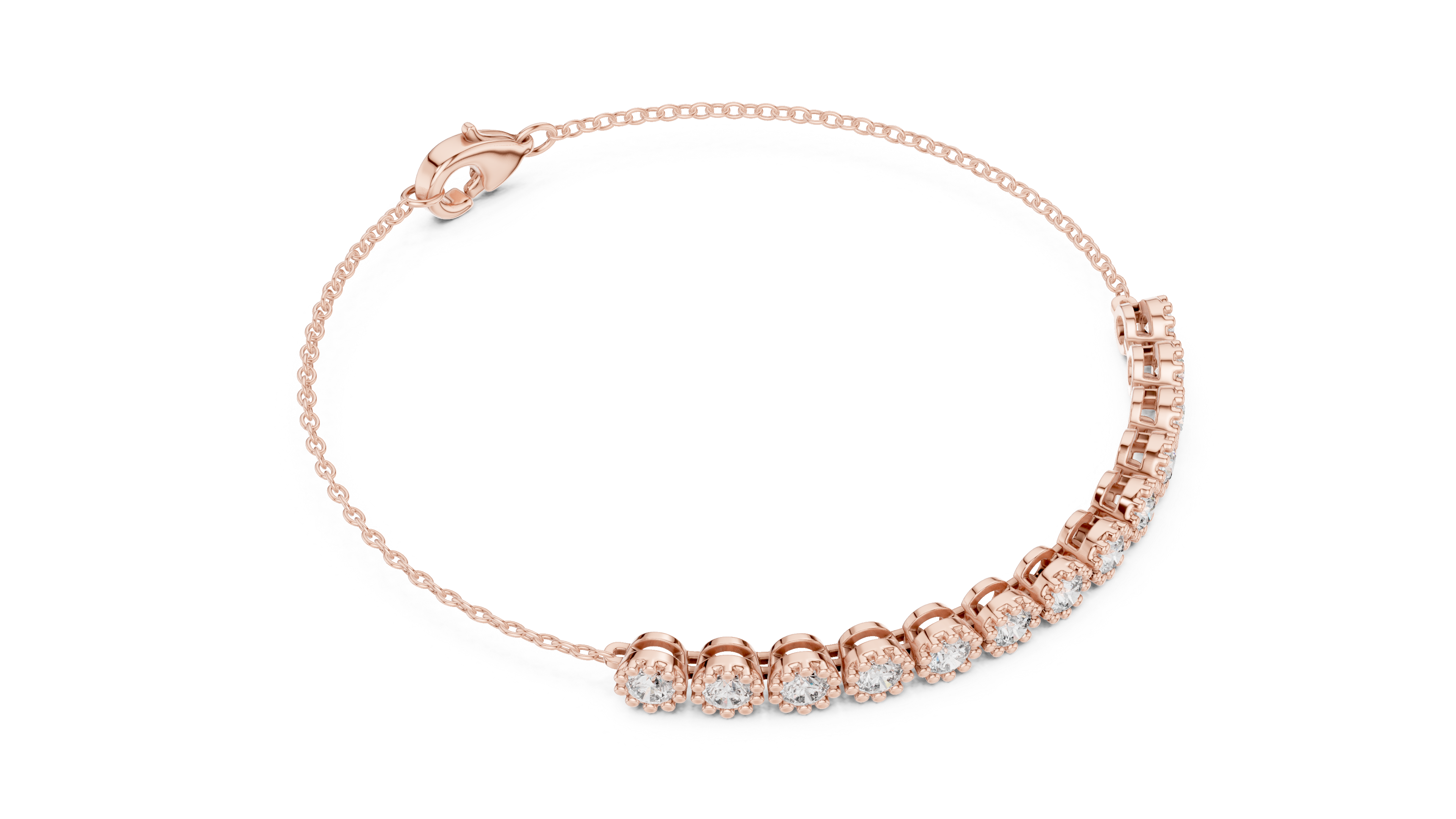 High Shine Diamond Tennis Bracelet for Women | Round Cluster Stones in White Gold Finish | Daily Wear Luxury Jewelry