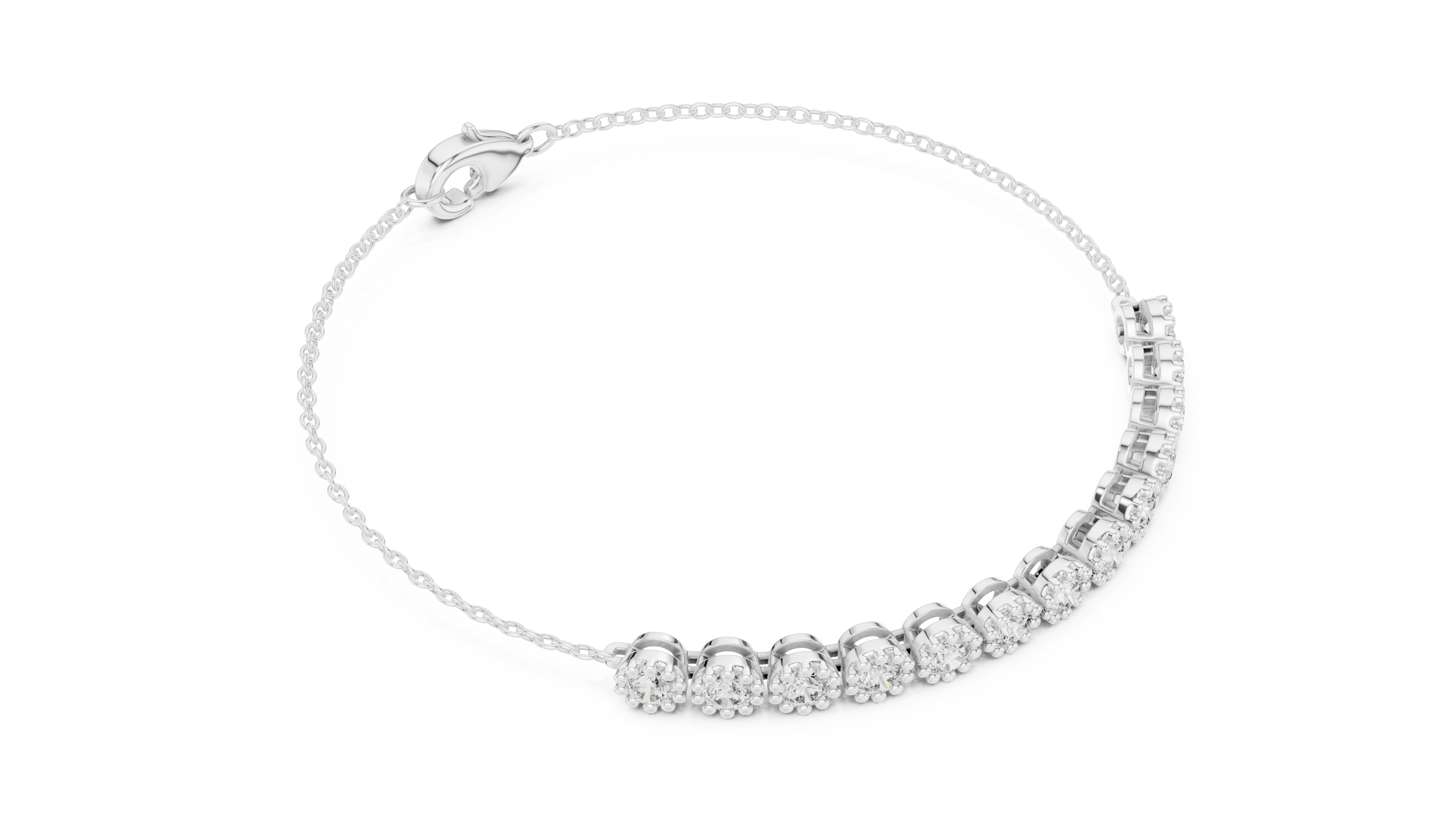 High Shine Diamond Tennis Bracelet for Women | Round Cluster Stones in White Gold Finish | Daily Wear Luxury Jewelry