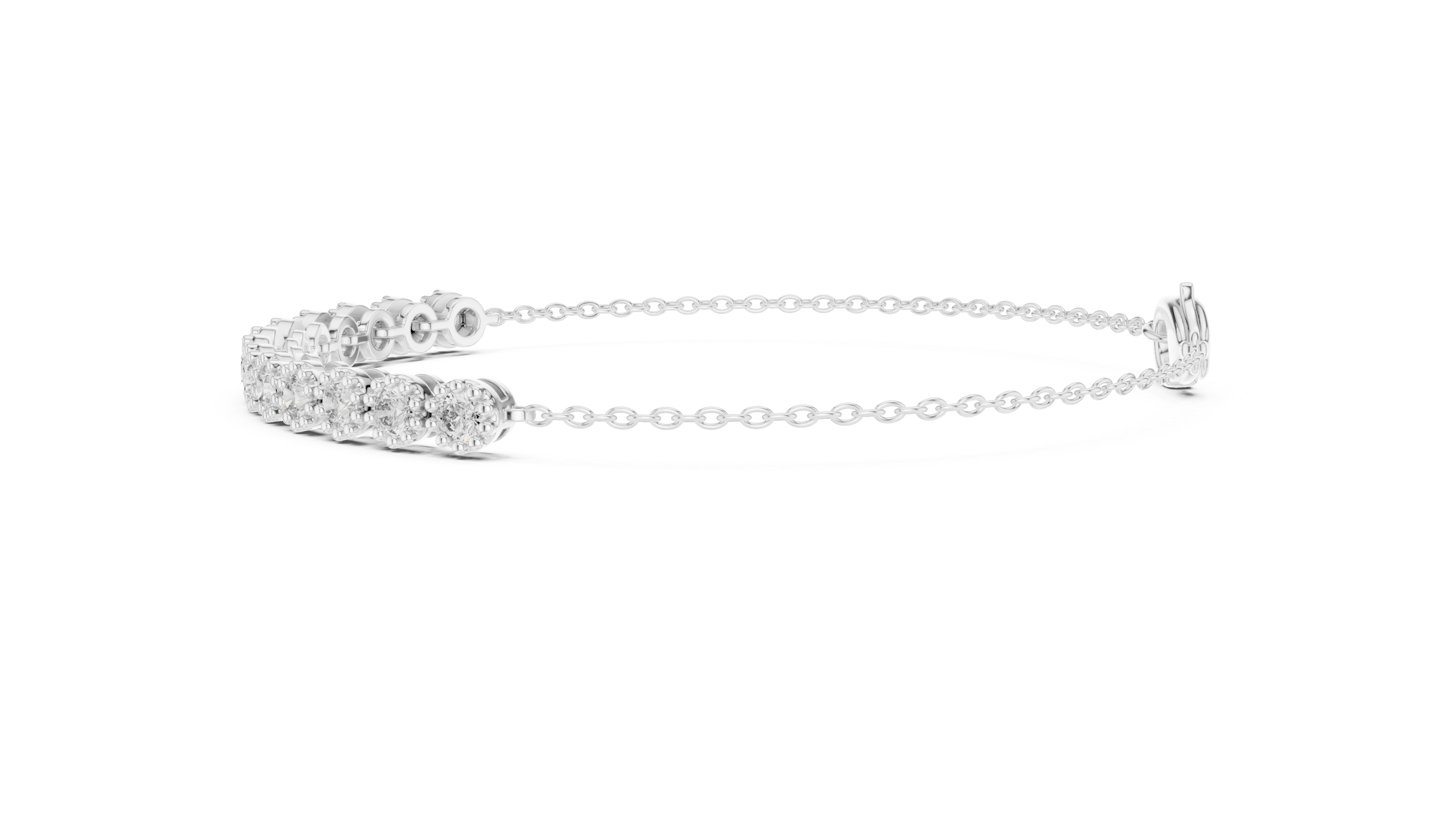 High Shine Diamond Tennis Bracelet for Women | Round Cluster Stones in White Gold Finish | Daily Wear Luxury Jewelry