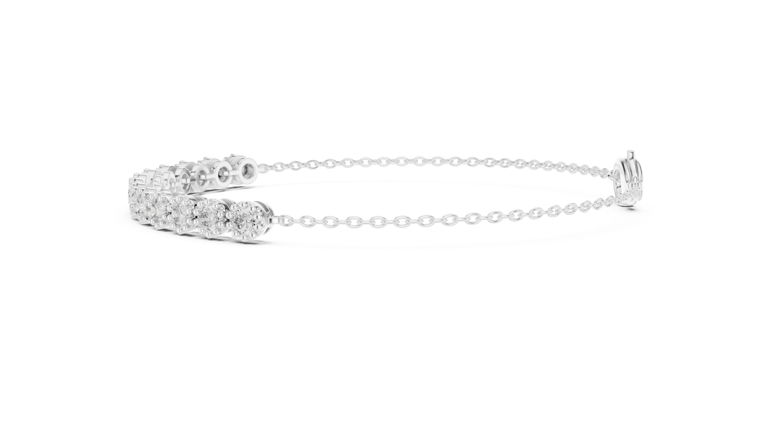 High Shine Diamond Tennis Bracelet for Women | Round Cluster Stones in White Gold Finish | Daily Wear Luxury Jewelry