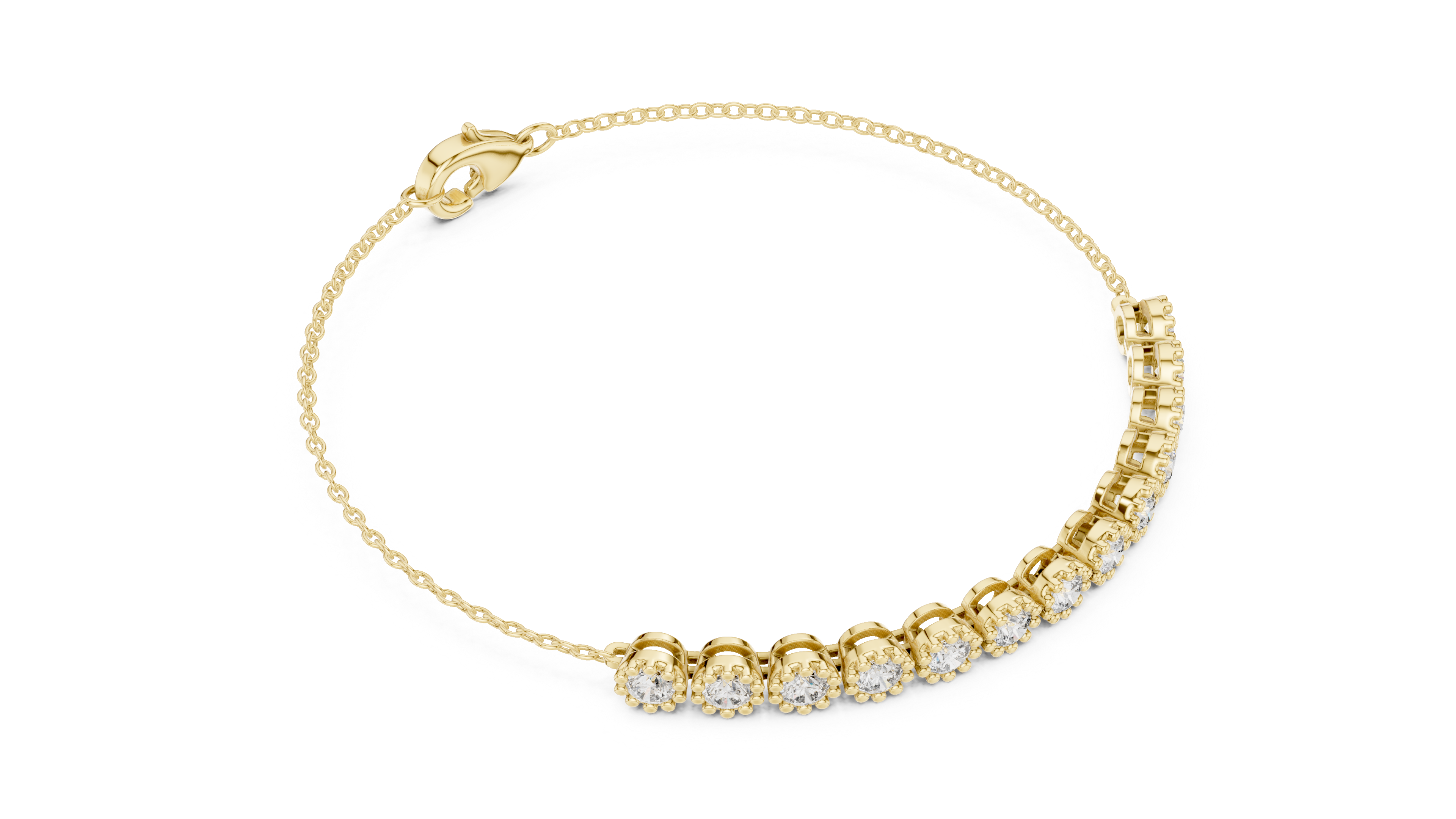 High Shine Diamond Tennis Bracelet for Women | Round Cluster Stones in White Gold Finish | Daily Wear Luxury Jewelry