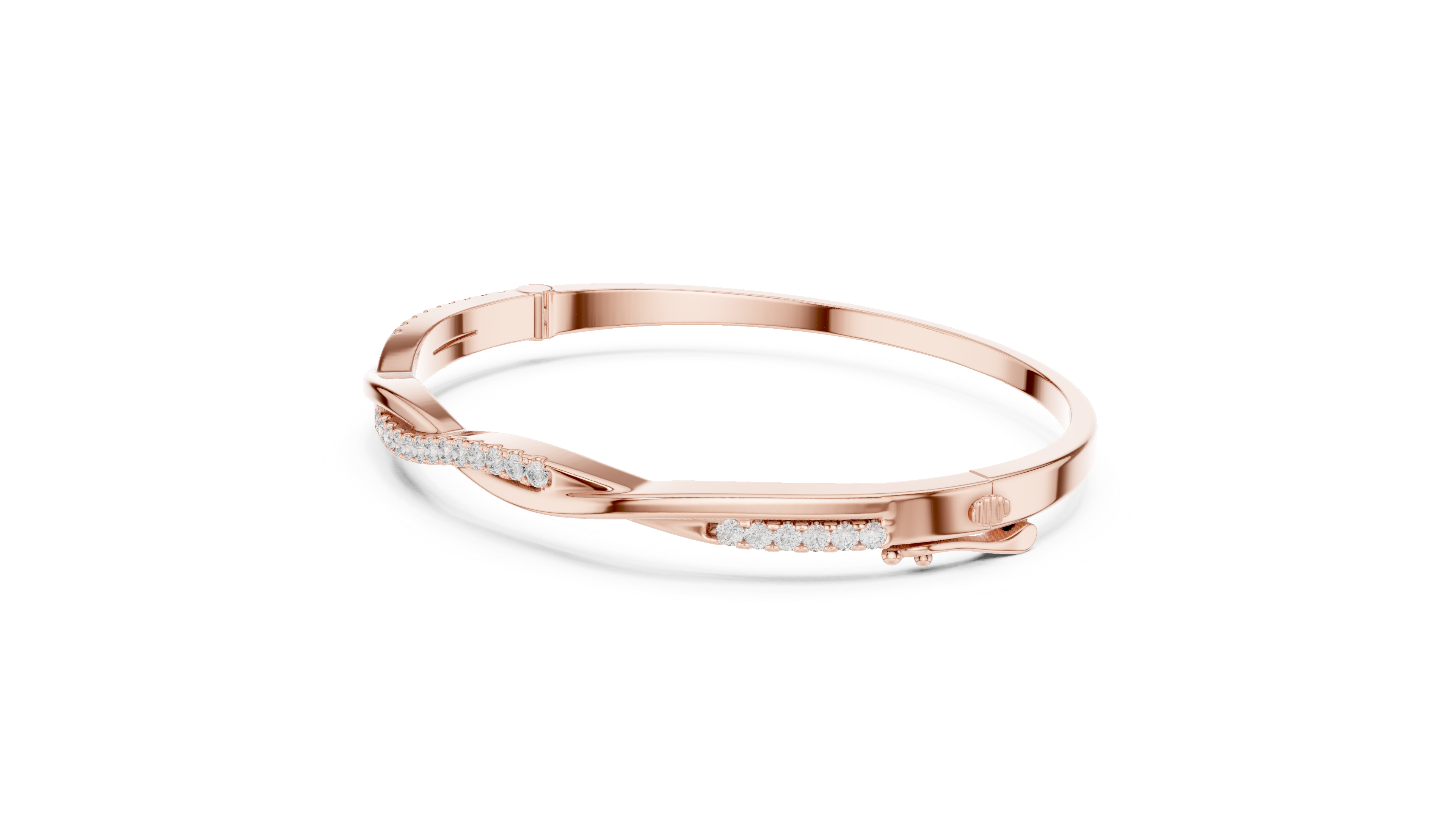Beautiful Diamond Accent Bangle | Contemporary Wave Design | White Gold Plated Bracelet Gift for Her