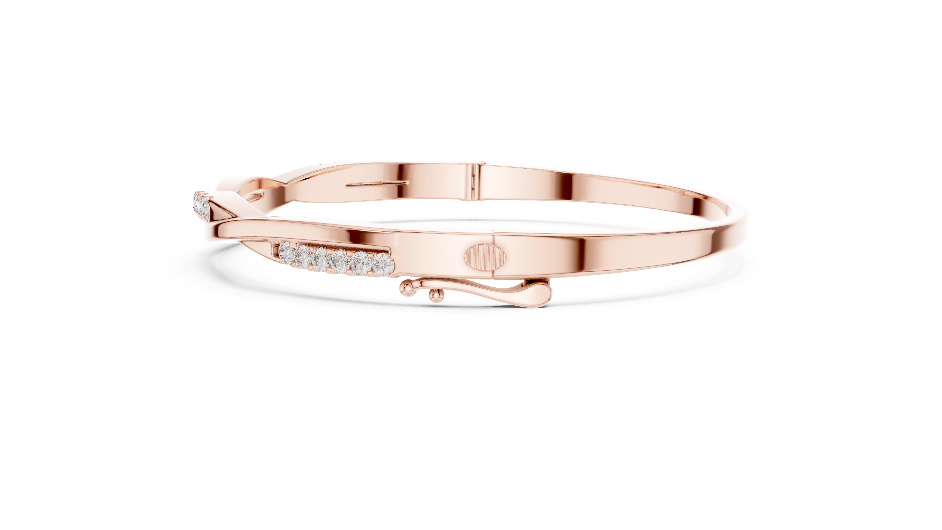 Beautiful Diamond Accent Bangle | Contemporary Wave Design | White Gold Plated Bracelet Gift for Her