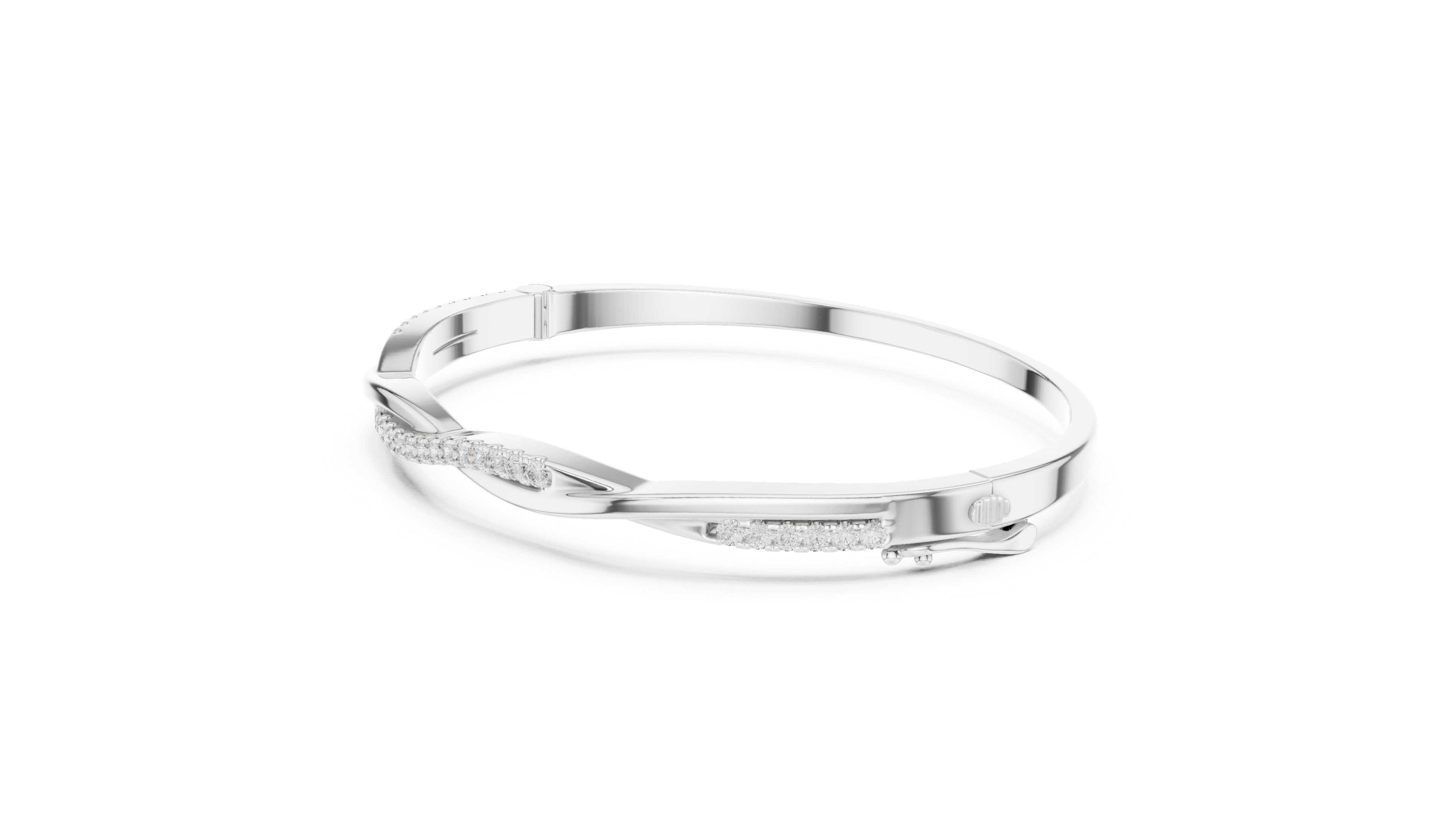 Beautiful Diamond Accent Bangle | Contemporary Wave Design | White Gold Plated Bracelet Gift for Her
