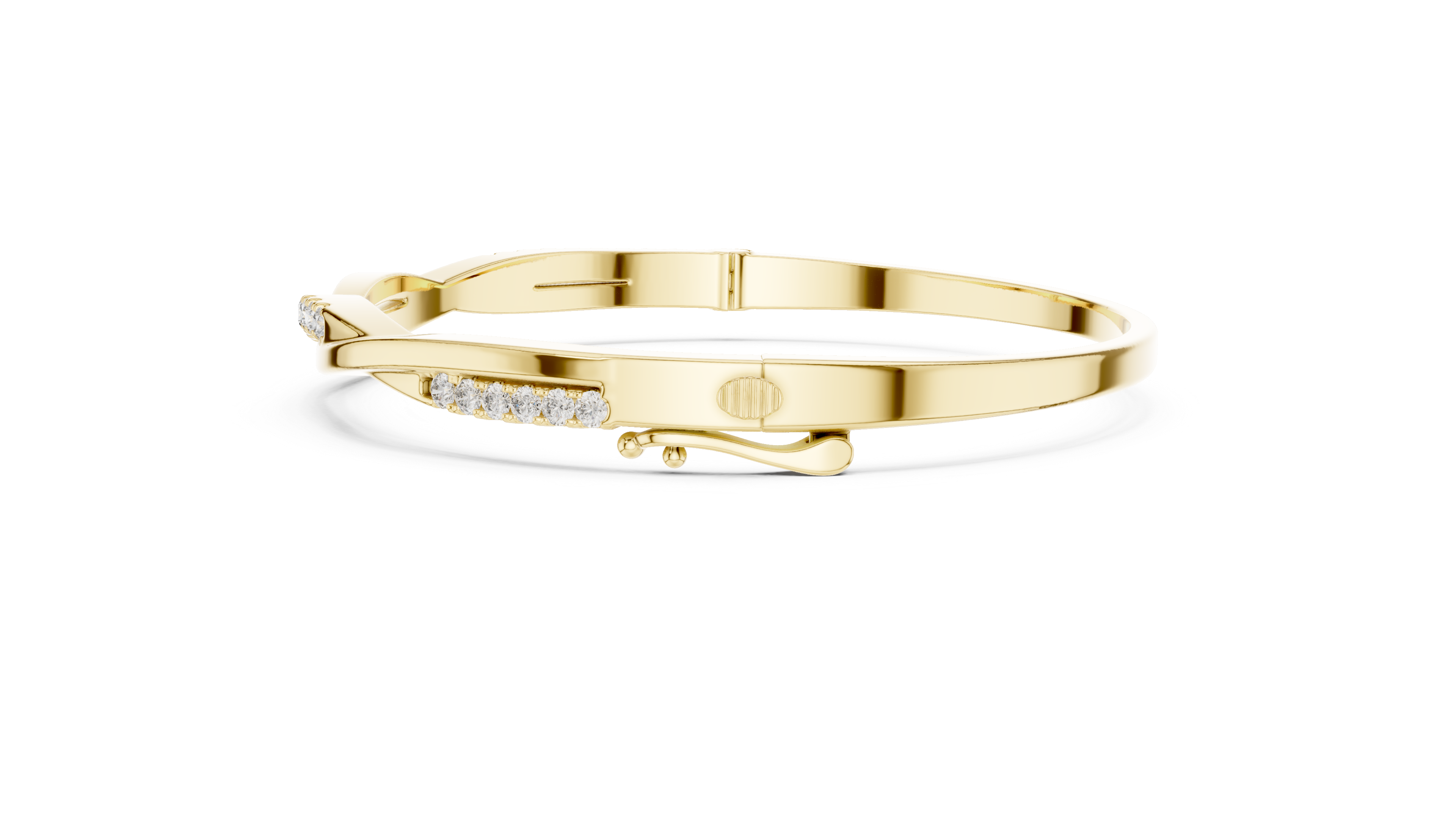 Beautiful Diamond Accent Bangle | Contemporary Wave Design | White Gold Plated Bracelet Gift for Her