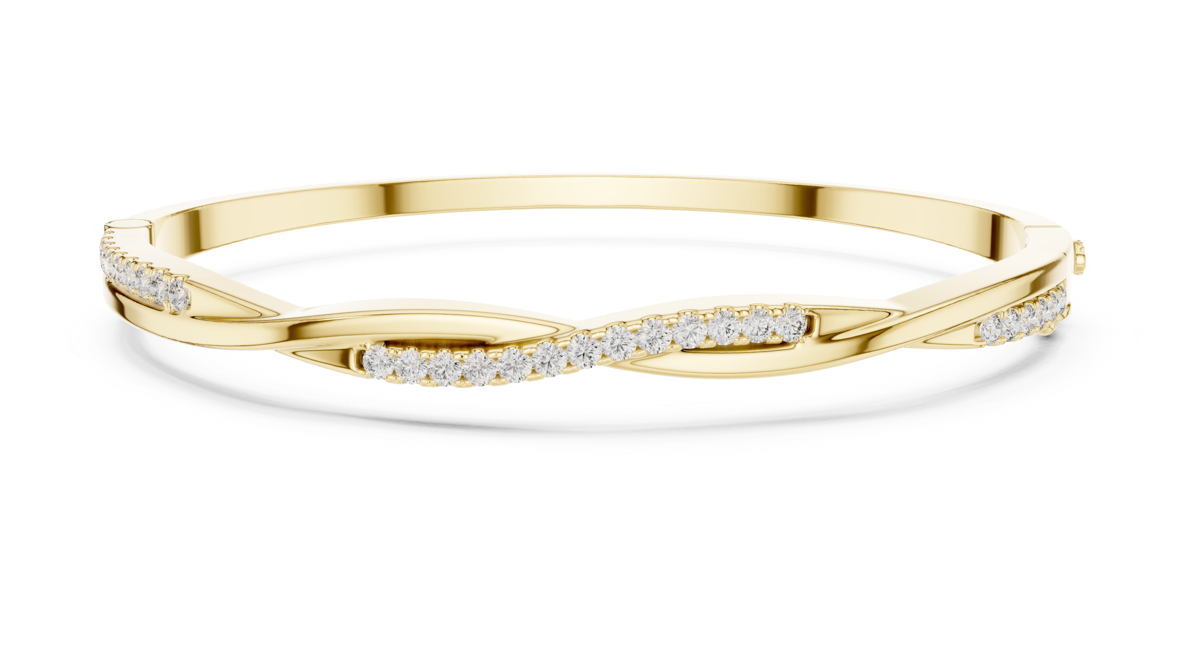 Beautiful Diamond Accent Bangle | Contemporary Wave Design | White Gold Plated Bracelet Gift for Her