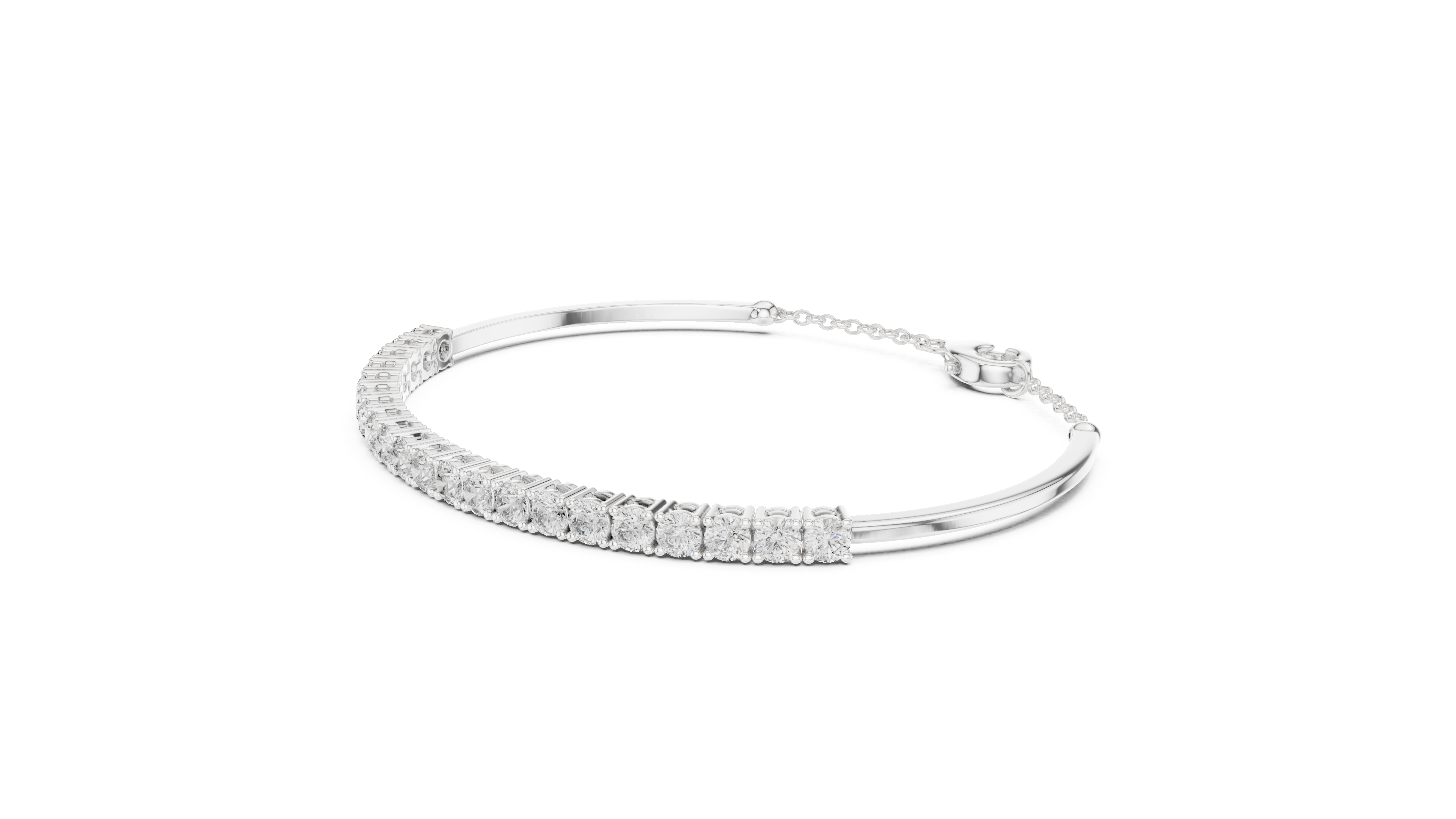 Beautiful Diamond Accent Bangle | Contemporary Wave Design | White Gold Plated Bracelet Gift for Her (Copy)