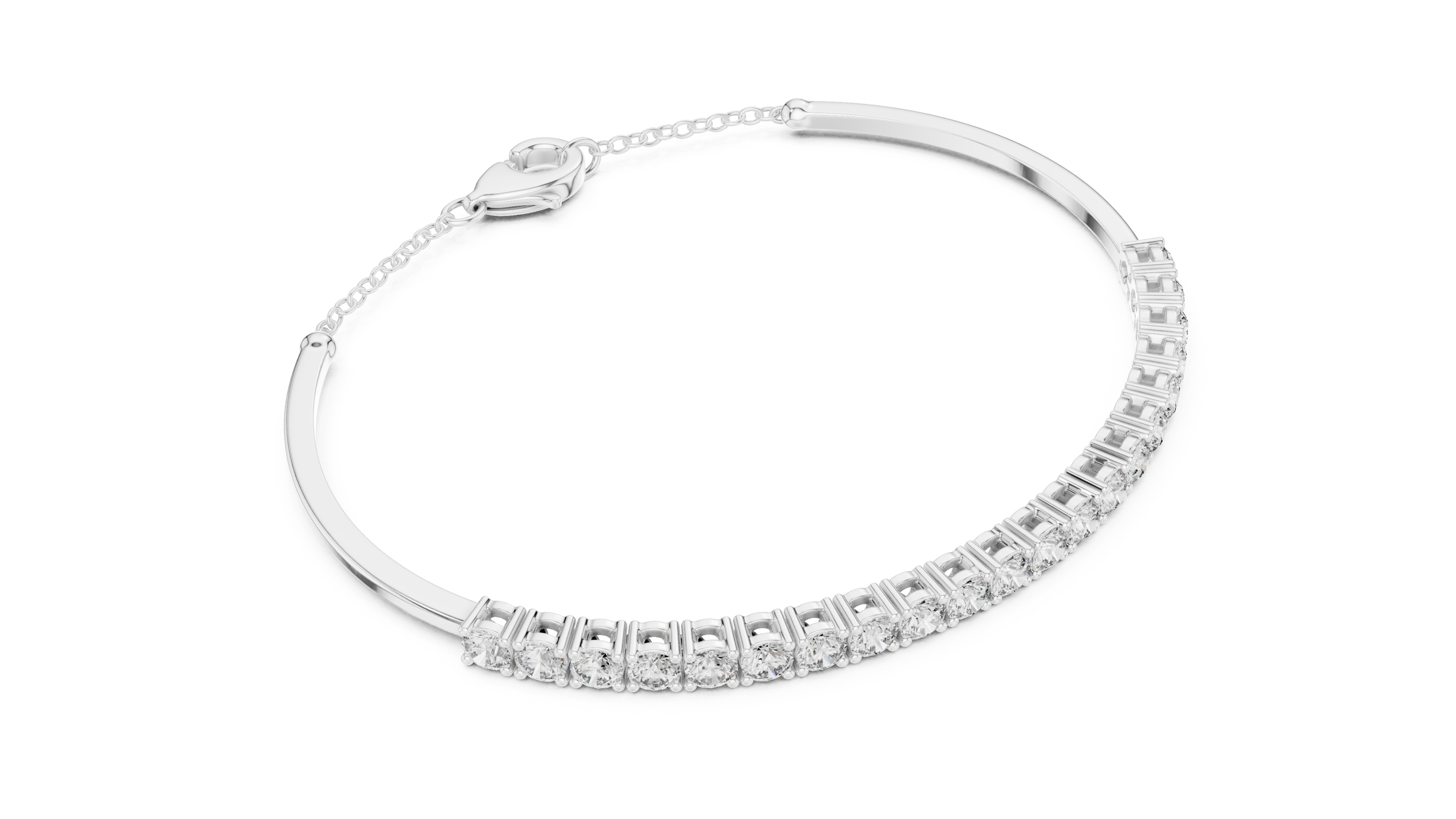 Beautiful Diamond Accent Bangle | Contemporary Wave Design | White Gold Plated Bracelet Gift for Her (Copy)