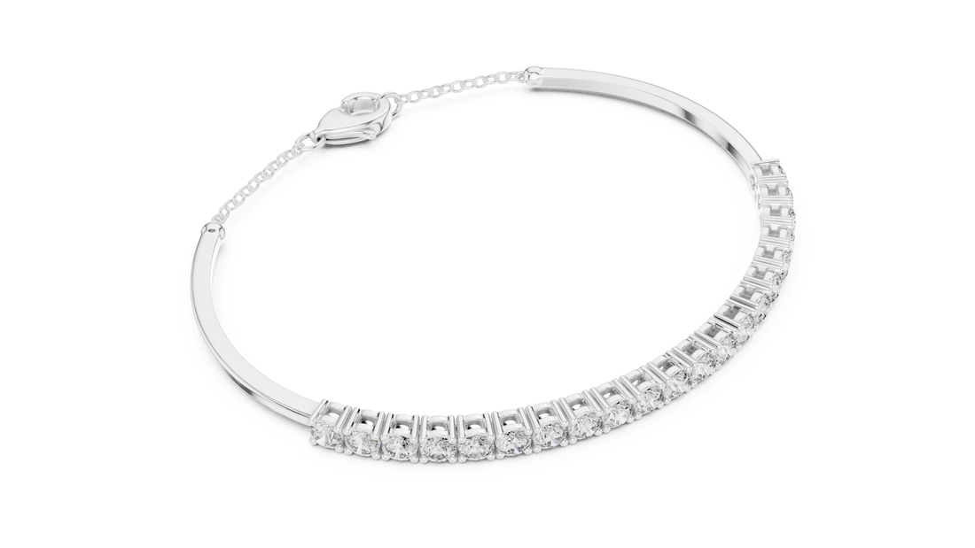 Beautiful Diamond Accent Bangle | Contemporary Wave Design | White Gold Plated Bracelet Gift for Her (Copy)
