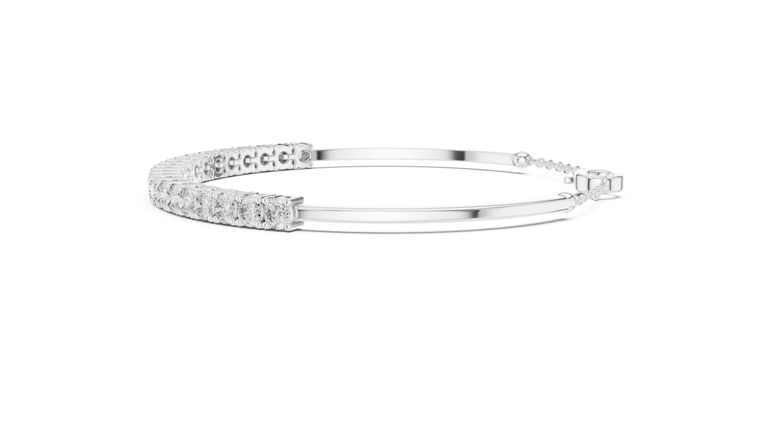 Beautiful Diamond Accent Bangle | Contemporary Wave Design | White Gold Plated Bracelet Gift for Her (Copy)