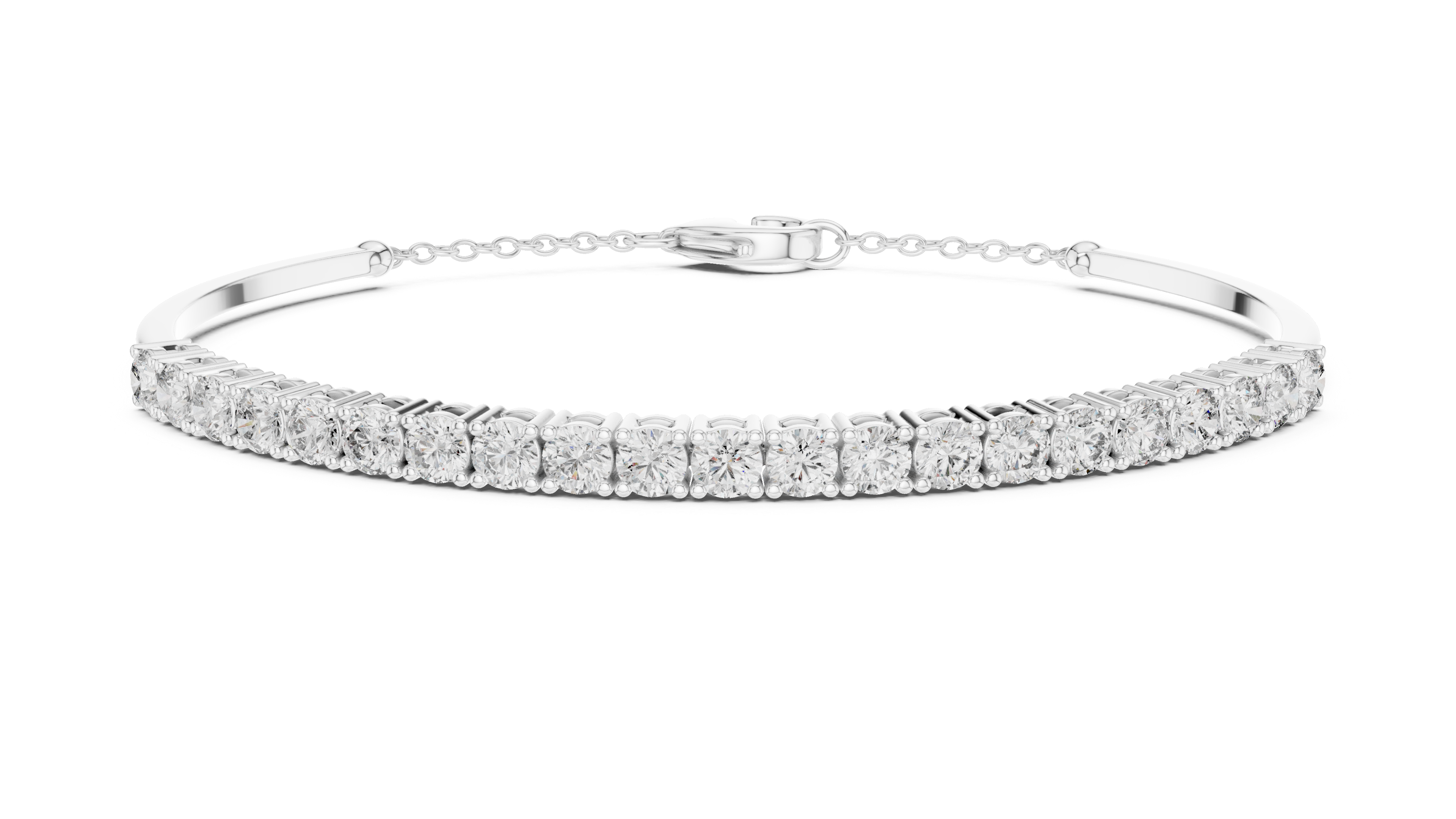 Beautiful Diamond Accent Bangle | Contemporary Wave Design | White Gold Plated Bracelet Gift for Her (Copy)
