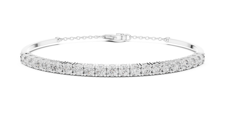 Beautiful Diamond Accent Bangle | Contemporary Wave Design | White Gold Plated Bracelet Gift for Her (Copy)