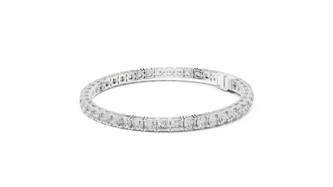 Classic Round Diamond Line Bracelet | Elegant White Gold Plated Tennis Bracelet | Gift for Wife, Girlfriend, or Mom