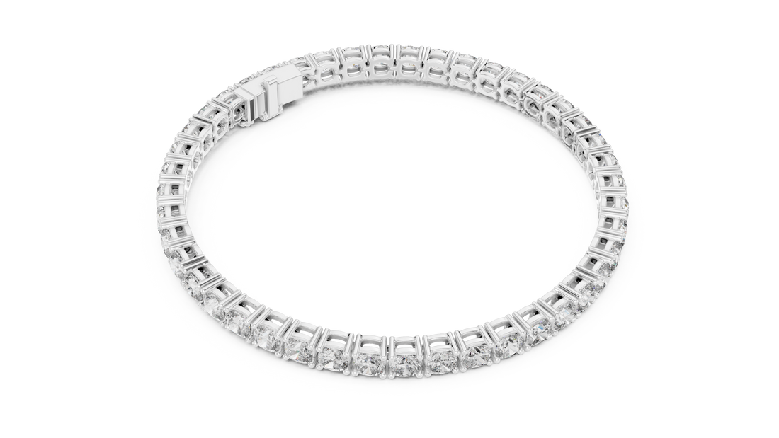 Classic Round Diamond Line Bracelet | Elegant White Gold Plated Tennis Bracelet | Gift for Wife, Girlfriend, or Mom