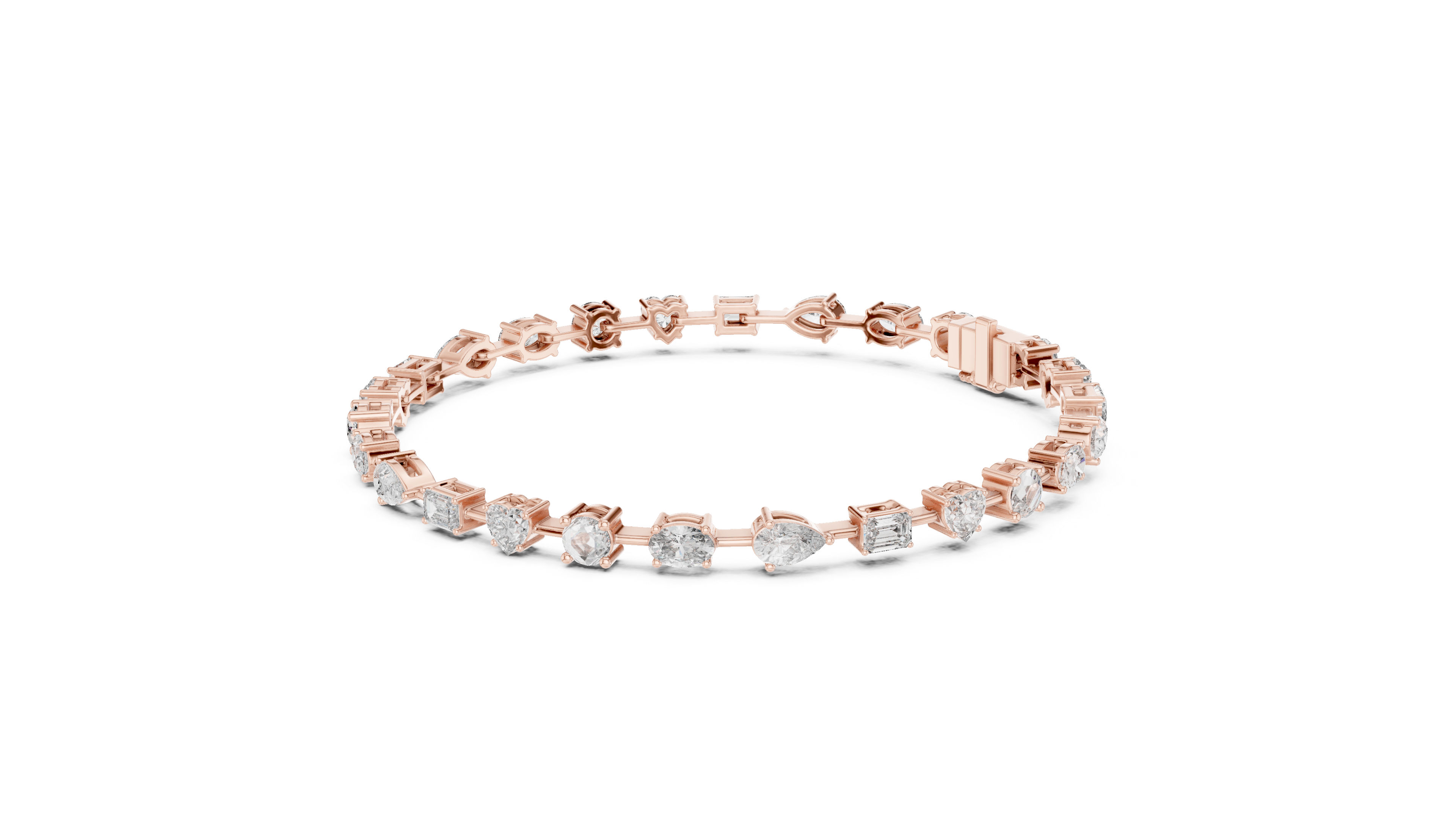 Stunning Mixed Shape Diamond Bracelet | Rose Gold Plated Tennis Chain | Modern Luxury Jewelry for Women
