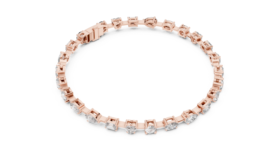 Stunning Mixed Shape Diamond Bracelet | Rose Gold Plated Tennis Chain | Modern Luxury Jewelry for Women
