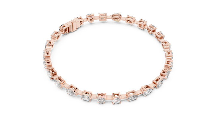 Stunning Mixed Shape Diamond Bracelet | Rose Gold Plated Tennis Chain | Modern Luxury Jewelry for Women