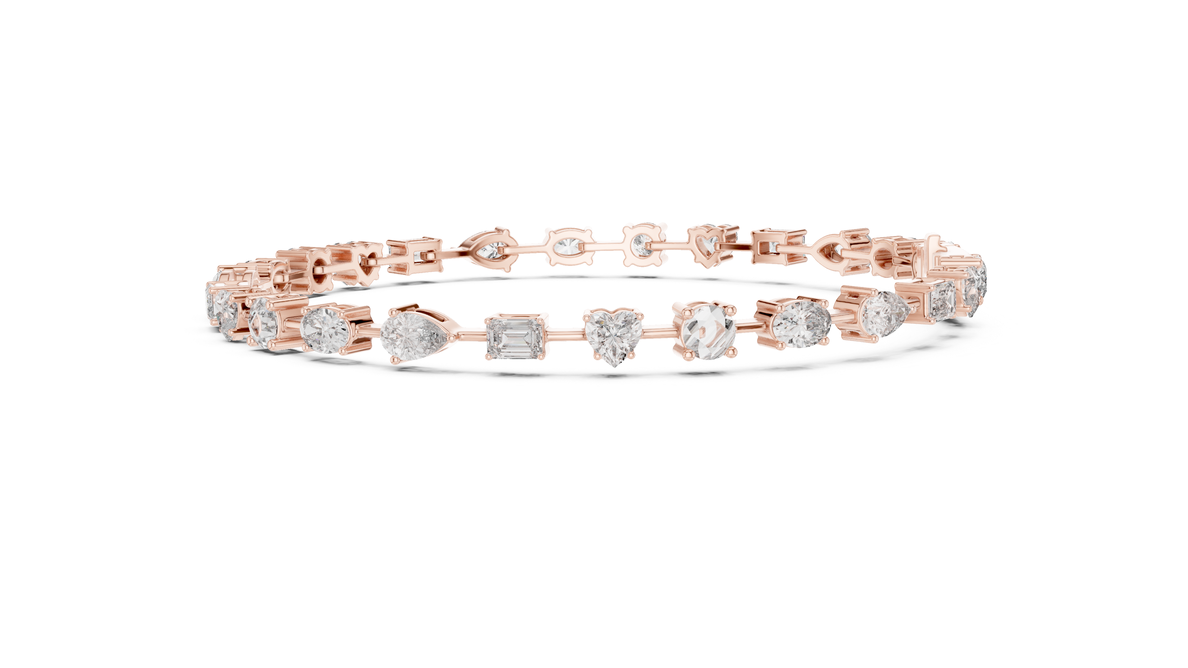Stunning Mixed Shape Diamond Bracelet | Rose Gold Plated Tennis Chain | Modern Luxury Jewelry for Women