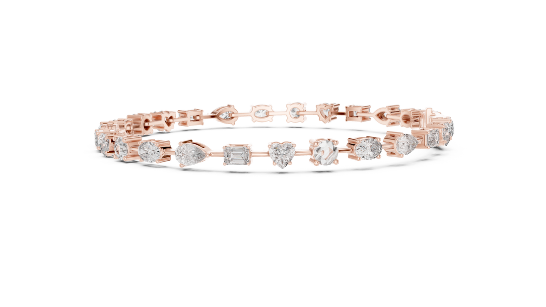 Stunning Mixed Shape Diamond Bracelet | Rose Gold Plated Tennis Chain | Modern Luxury Jewelry for Women