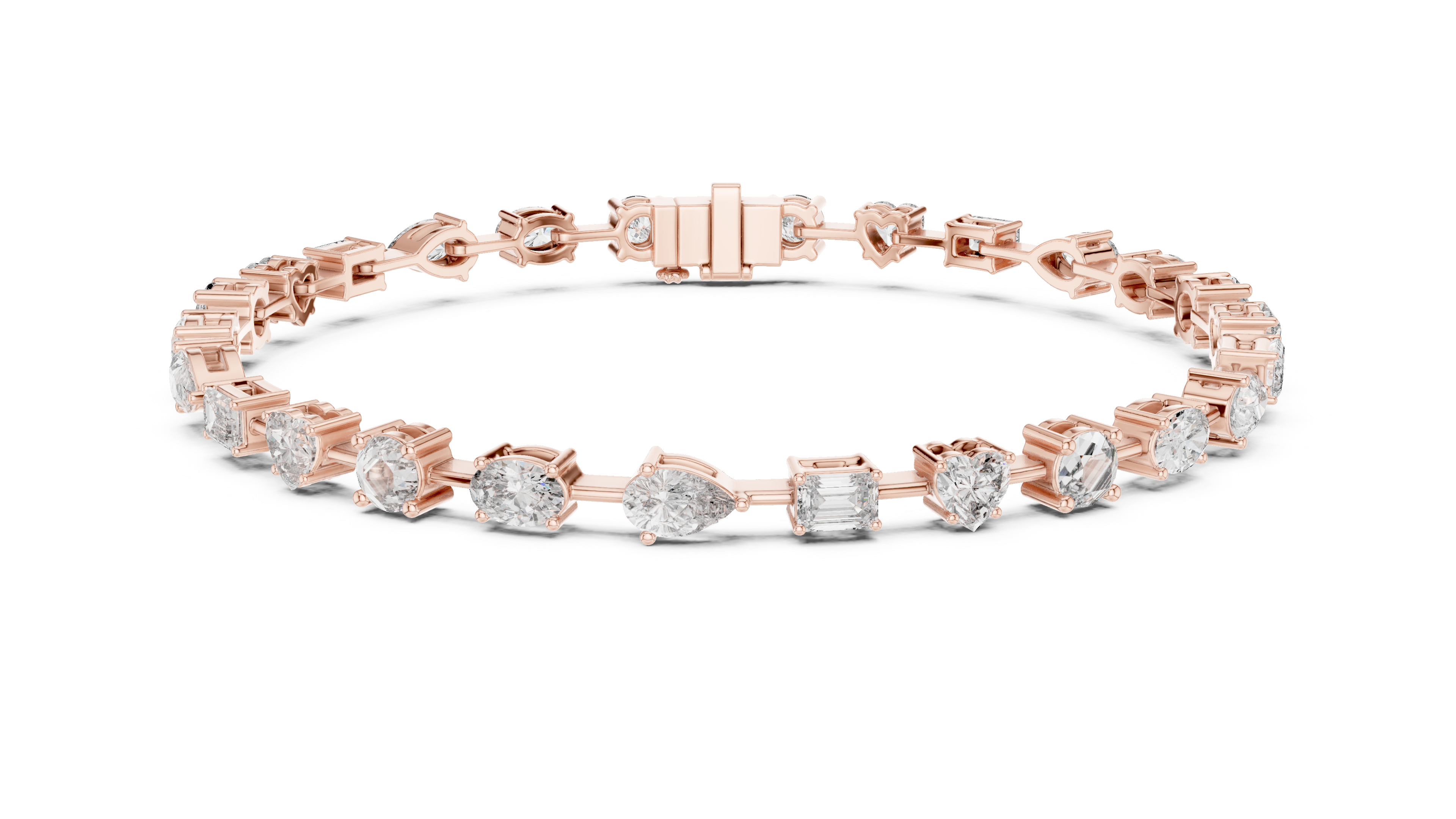 Stunning Mixed Shape Diamond Bracelet | Rose Gold Plated Tennis Chain | Modern Luxury Jewelry for Women