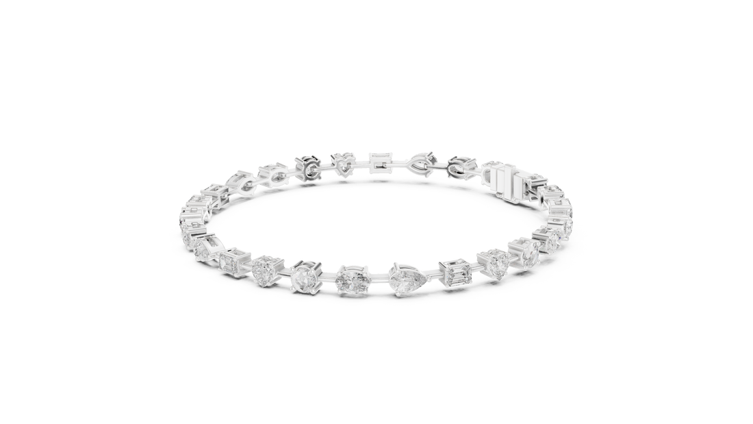 Stunning Mixed Shape Diamond Bracelet | Rose Gold Plated Tennis Chain | Modern Luxury Jewelry for Women