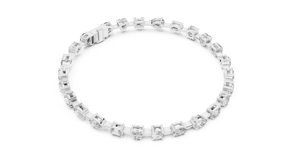 Stunning Mixed Shape Diamond Bracelet | Rose Gold Plated Tennis Chain | Modern Luxury Jewelry for Women
