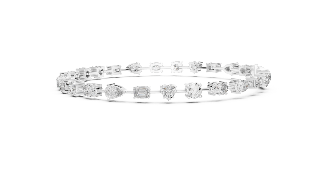 Stunning Mixed Shape Diamond Bracelet | Rose Gold Plated Tennis Chain | Modern Luxury Jewelry for Women