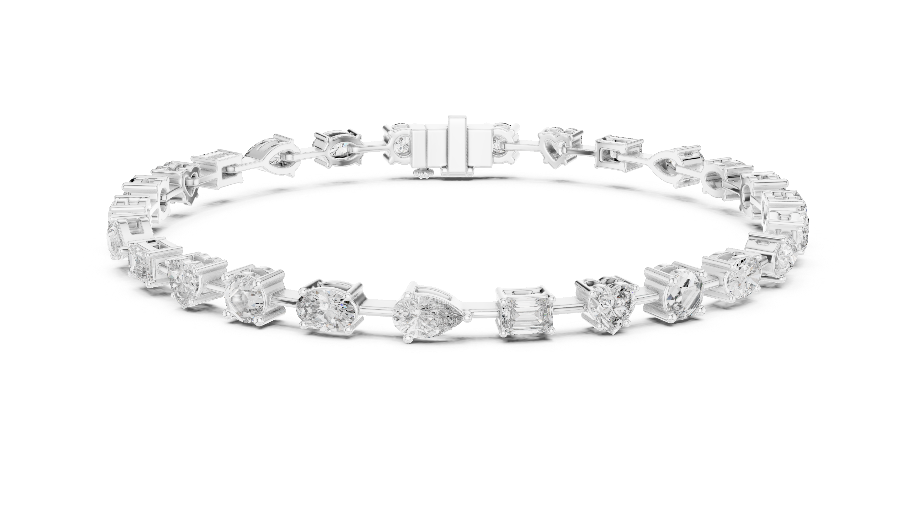 Stunning Mixed Shape Diamond Bracelet | Rose Gold Plated Tennis Chain | Modern Luxury Jewelry for Women