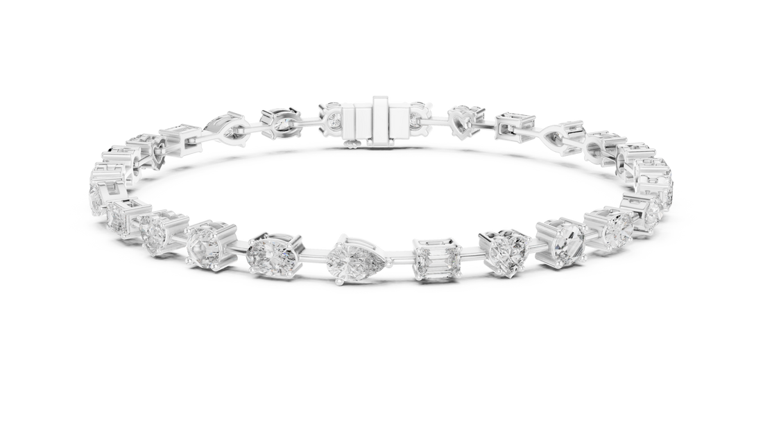 Stunning Mixed Shape Diamond Bracelet | Rose Gold Plated Tennis Chain | Modern Luxury Jewelry for Women