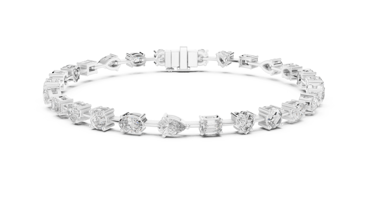 Stunning Mixed Shape Diamond Bracelet | Rose Gold Plated Tennis Chain | Modern Luxury Jewelry for Women