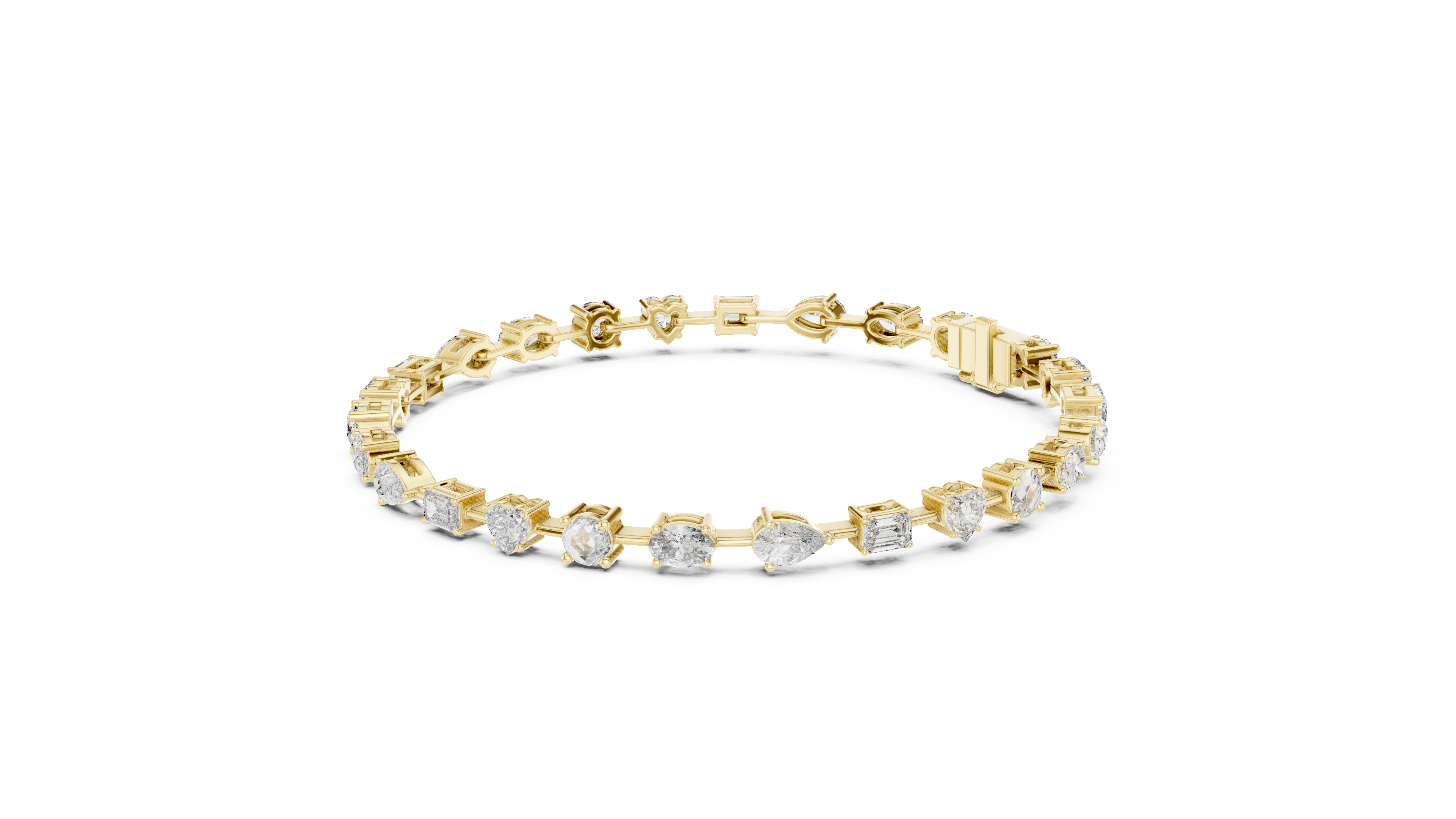 Stunning Mixed Shape Diamond Bracelet | Rose Gold Plated Tennis Chain | Modern Luxury Jewelry for Women