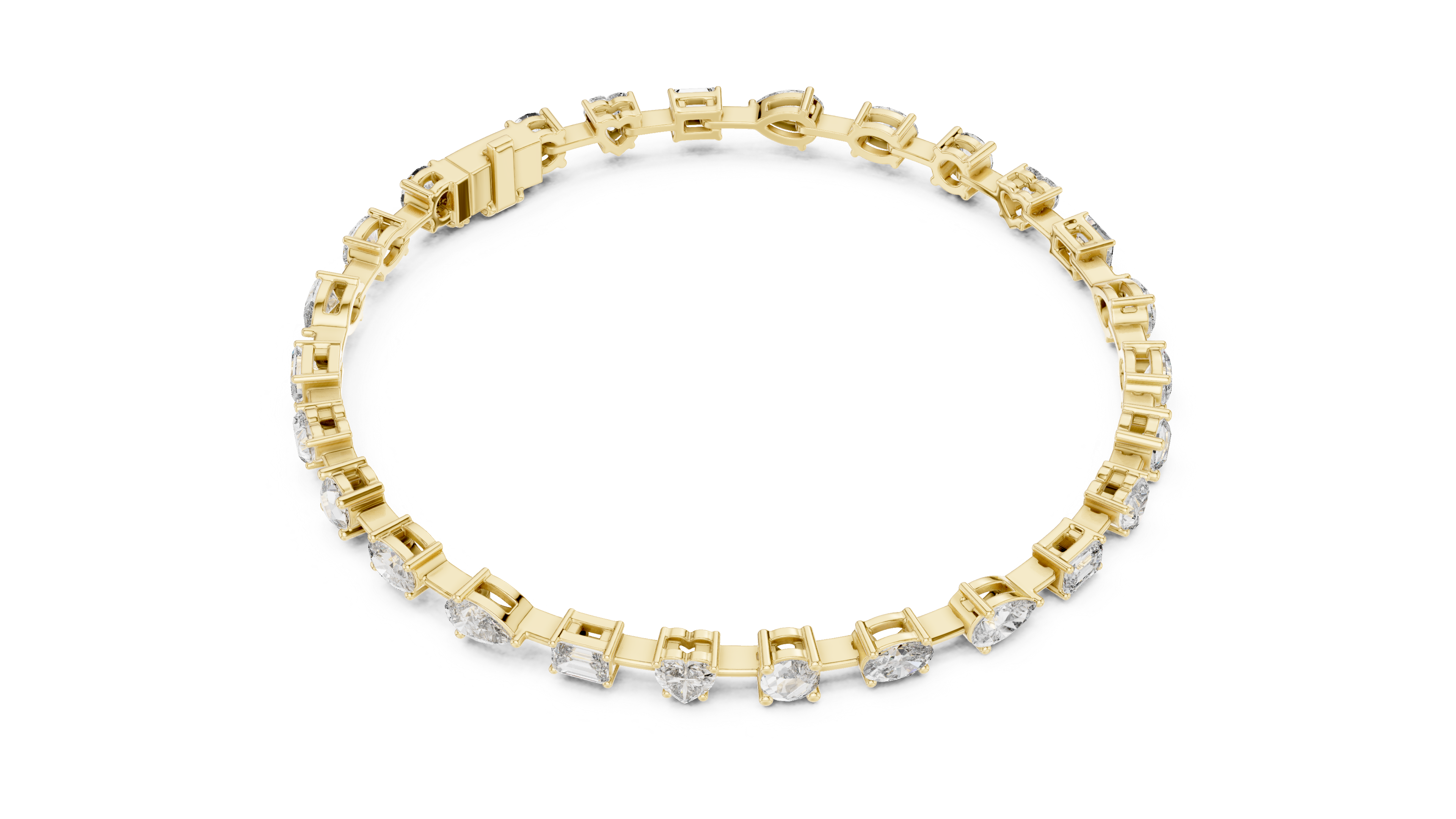 Stunning Mixed Shape Diamond Bracelet | Rose Gold Plated Tennis Chain | Modern Luxury Jewelry for Women