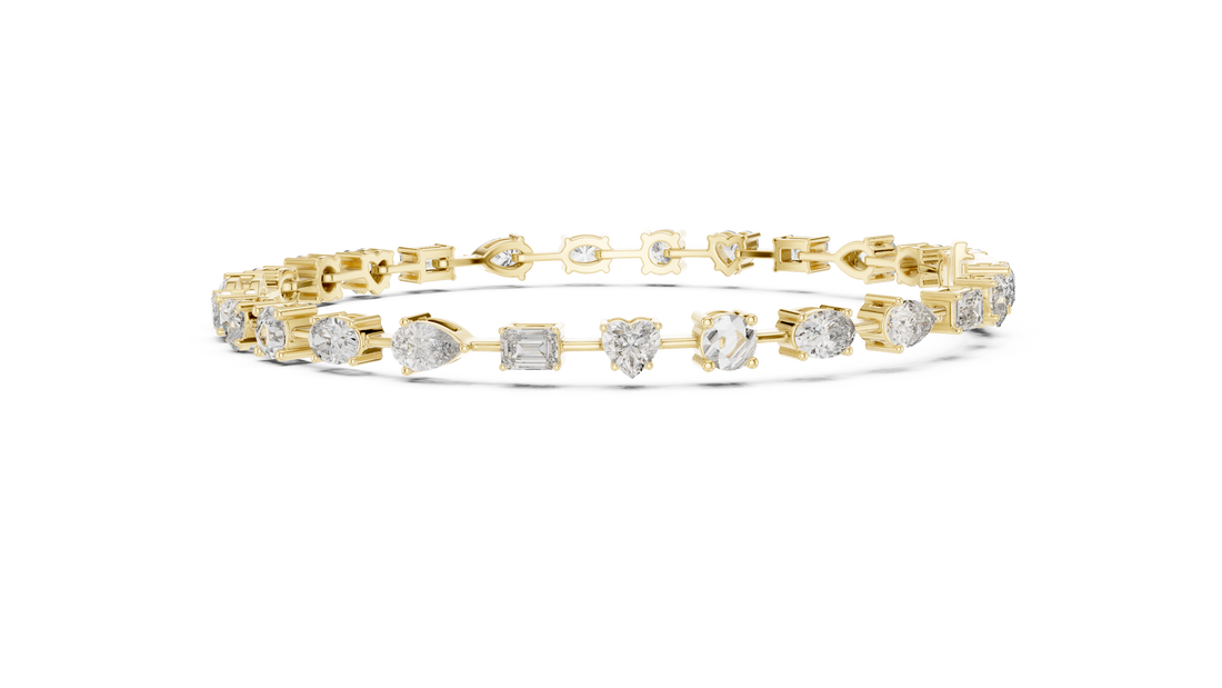 Stunning Mixed Shape Diamond Bracelet | Rose Gold Plated Tennis Chain | Modern Luxury Jewelry for Women