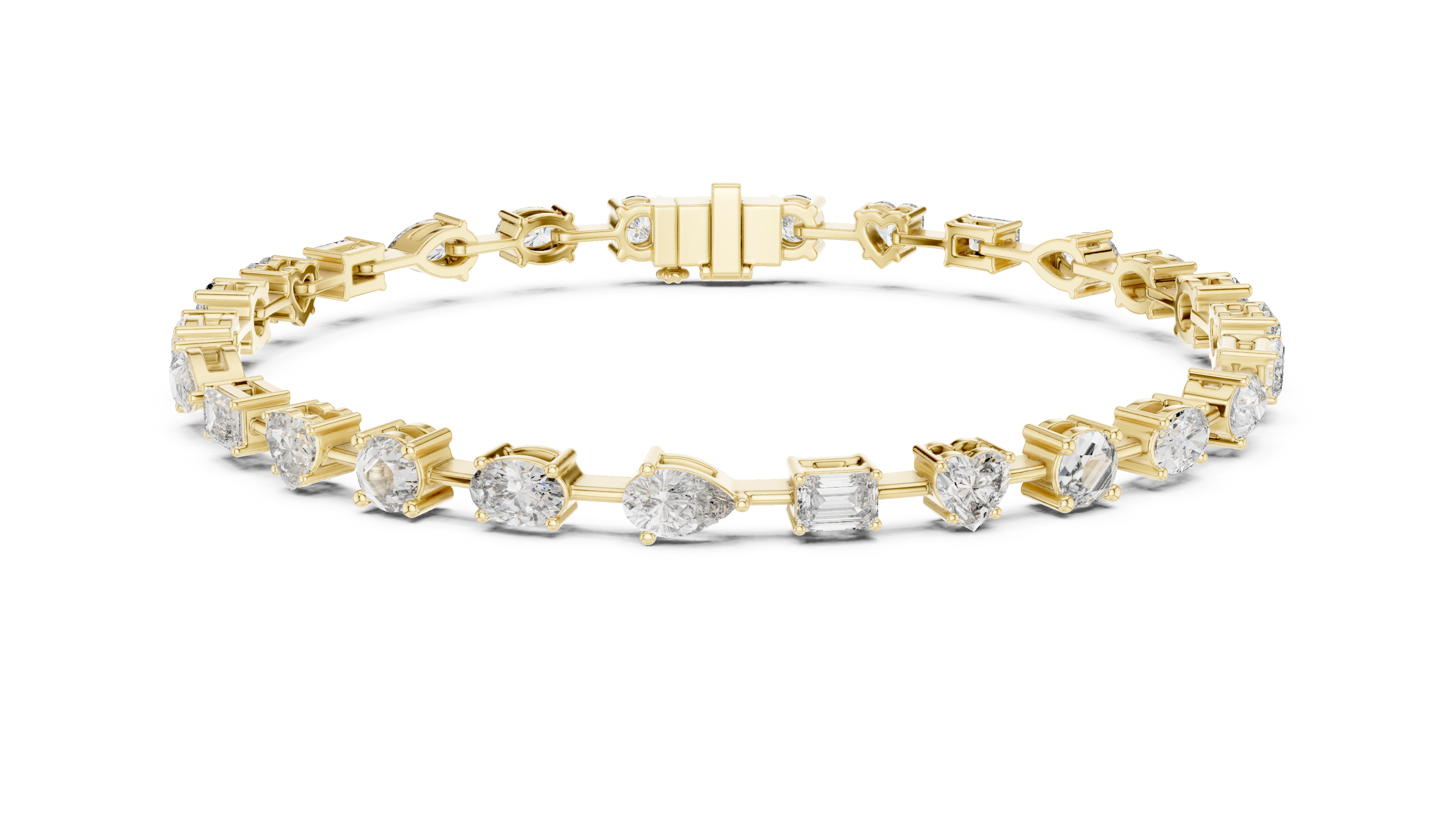 Stunning Mixed Shape Diamond Bracelet | Rose Gold Plated Tennis Chain | Modern Luxury Jewelry for Women