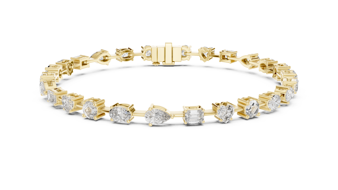 Stunning Mixed Shape Diamond Bracelet | Rose Gold Plated Tennis Chain | Modern Luxury Jewelry for Women
