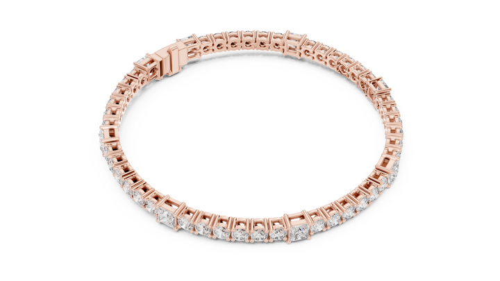 Premium Rose Gold Diamond Tennis Bracelet | Round Pear & Princess Cut Stones | Sophisticated Fine Jewelry Look