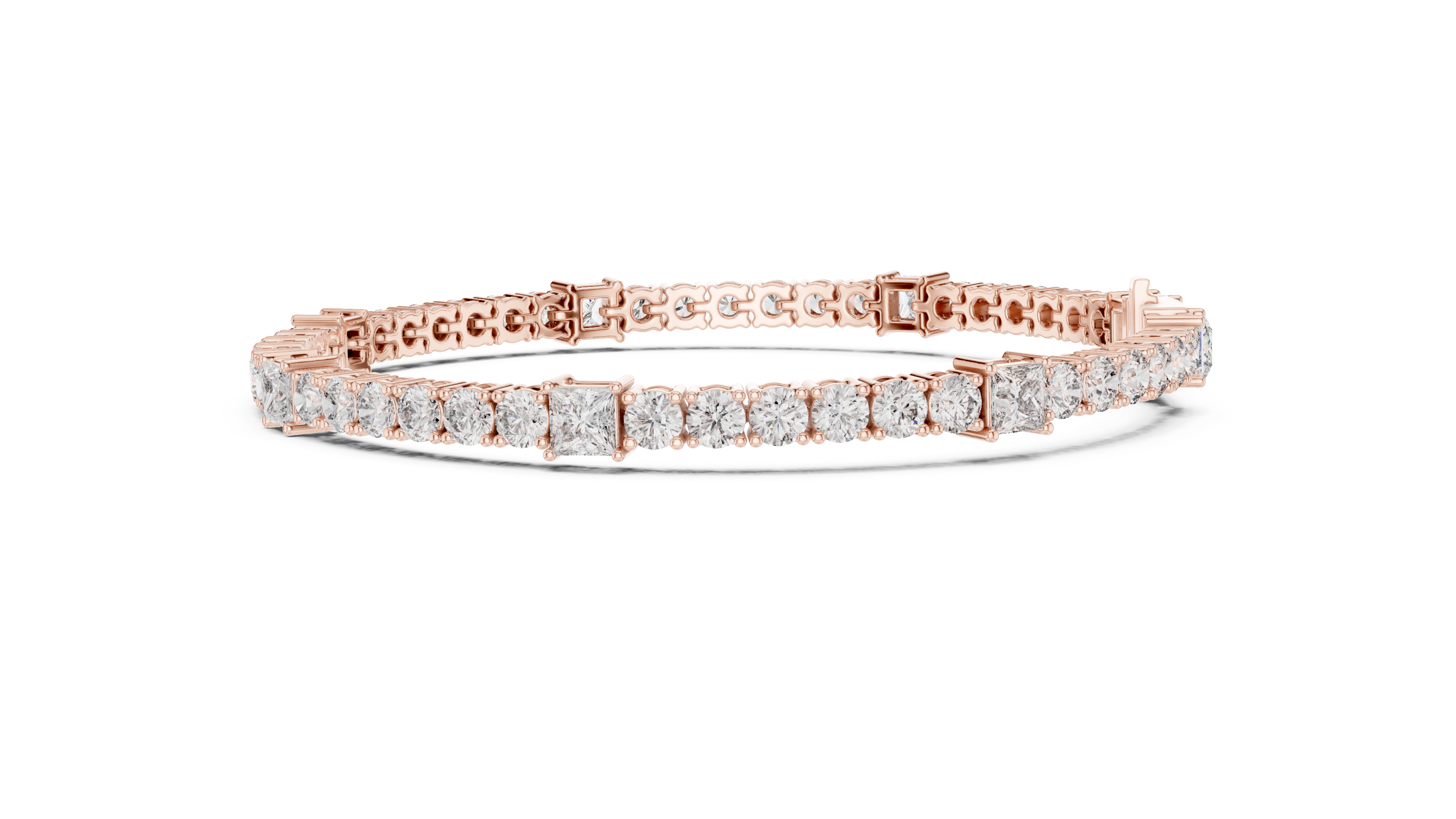 Premium Rose Gold Diamond Tennis Bracelet | Round Pear & Princess Cut Stones | Sophisticated Fine Jewelry Look