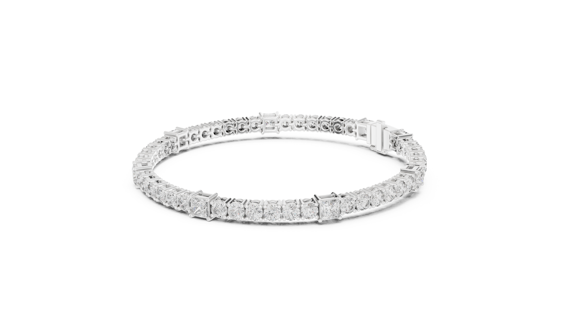 Premium Rose Gold Diamond Tennis Bracelet | Round Pear & Princess Cut Stones | Sophisticated Fine Jewelry Look